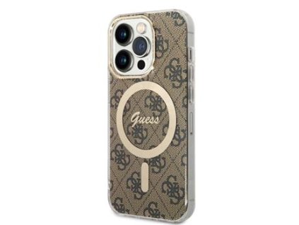 Guess IML 4G MagSafe Zadní Kryt pro iPhone 15 Pro Brown