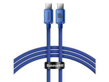 Baseus CAJY000603 Crystal Shine Series Datový Kabel USB-C - USB-C 100W 1,2m Blue