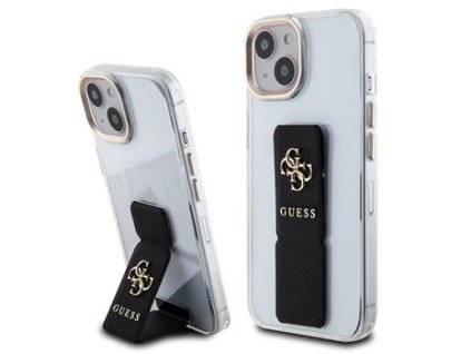 Guess PU Grip Stand 4G Metal Logo Zadní Kryt pro iPhone 15 Black