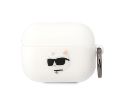 Karl Lagerfeld 3D Logo NFT Choupette Head Silikonové Pouzdro pro Airpods Pro White
