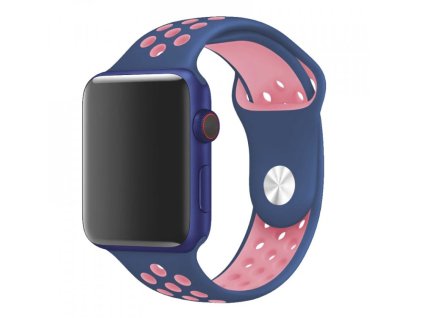 apple watch 38 40 41mm silikonovy sport pasek modry ruzovy