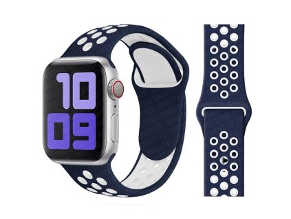 apple watch 42 44 45mm silikonovy sport pasek modry bily