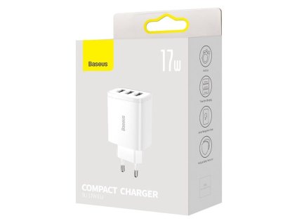 Nabíjecí adaptér Baseus Compact Quick Charger, 3x USB, 17W
