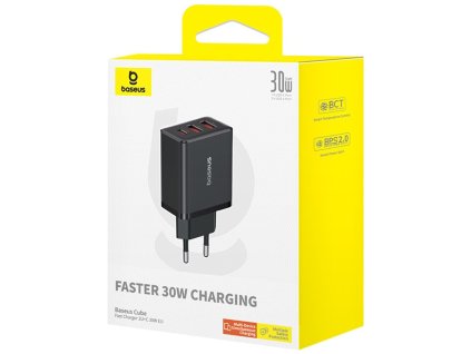 Nabíjecí adaptér Baseus CUBE, 1x USB-C 2x USB, 30W