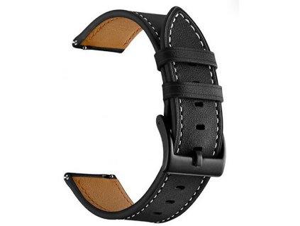 kozeny reminek na hodinky 20mm cerny