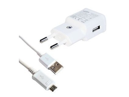 EP-TA50EWE + ECB-DU4AWE Samsung 8W Cestovní nabíječka + microUSB Datový Kabel White (OOB Bulk)