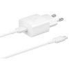 EP-T1510EWE + EP-DA705BWE Samsung 15W Cestovní nabíječka + USB-C/USB-C Datový Kabel White (OOB Bulk)