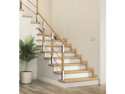 Schodové dubové nášlapy lepené na schodišťovou konstrukci