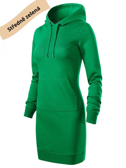 Dámské mikino šaty s potiskem unlocked BEZ potisku středně zelená