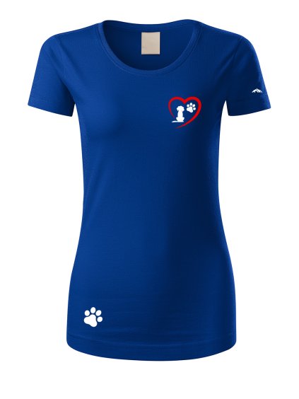 Dámské tričko s potiskem unlocked miluji pejsky tmavě modrá