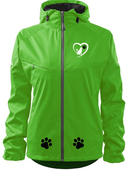 Dámská softshellová bunda s kapucí UNLOCKED miluji kočky zelená