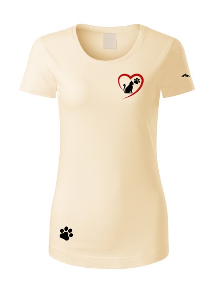 Dámské tričko s potiskem unlocked miluji kočky mandlová