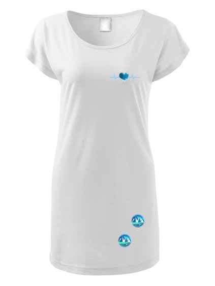 Dámské trikošaty s potiskem DTF decentní unlocked horský tep bílá