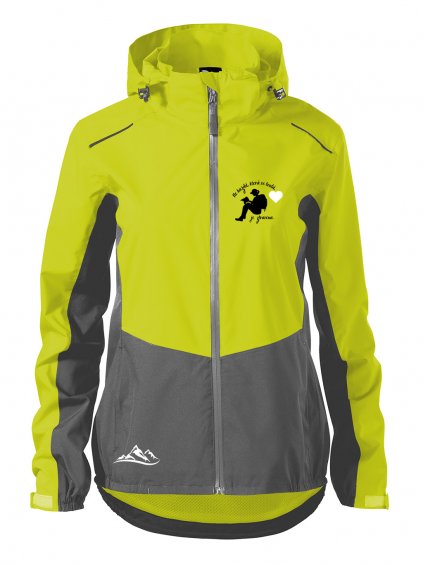 dámská větrovka s kapucí s potiskem toulavá žlutá