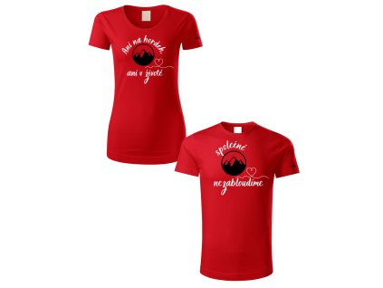 Valentýnská párová trička unlocked hory a nezabloudíme červené
