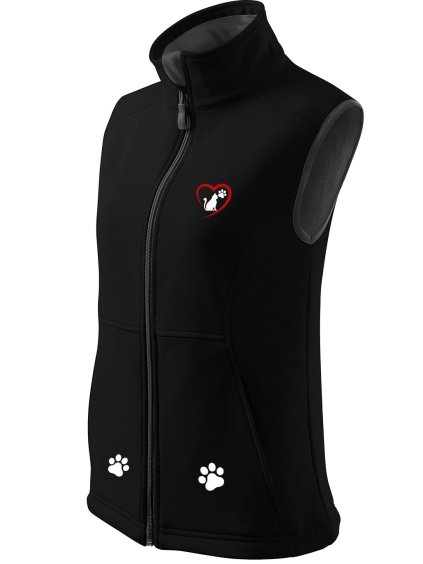 Dámská softshellová vesta s DTF potiskem UNLOCKED miluji kočky černá