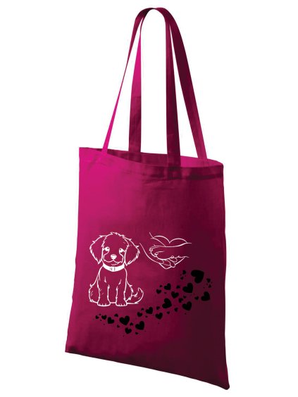 Dámská nákupní taška s DTF potiskem UNLOCKED Miluji pejsky II fuchsiova