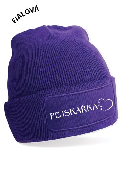 Dámská zimní čepice s potiskem UNLOCKED - Pejskařka - fialová