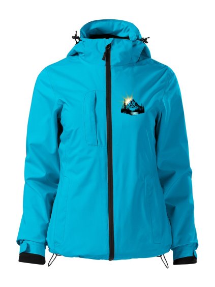 VÝPRODEJ/ Dámská zimní bunda 3v1 s potiskem světle modrá vel. L - Východ slunce DTF