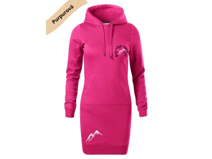 Dámské mikino šaty s potiskem unlocked hory volají musím jít purpurová