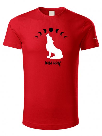 Pánské tričko s potiskem UNLOCKED wild wolf červená