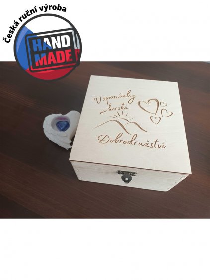 Dřevěný box unlocked s víkem horská dobrodružství