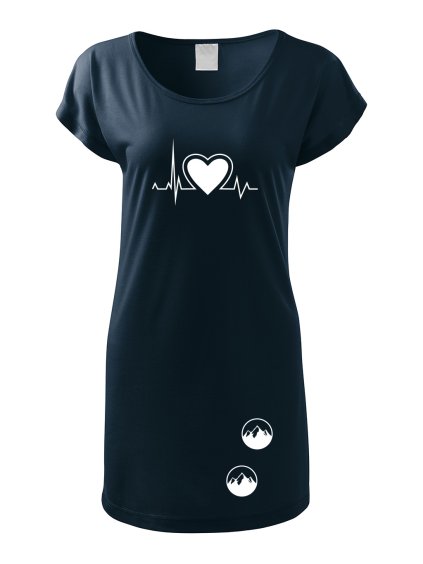 Dámské tričko šaty s potiskem unlocked horský tep námořnicky modrá