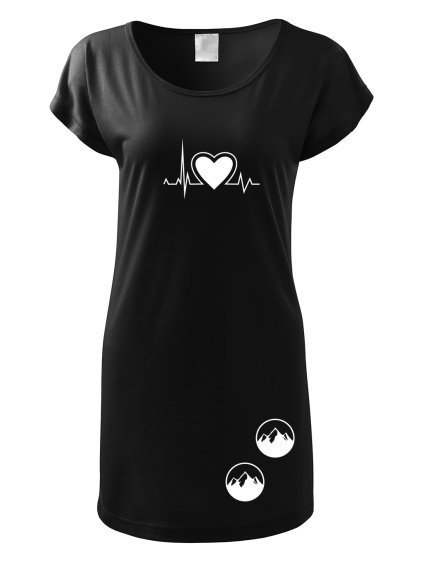 Dámské trikošaty s potiskem unlocked horský tep černá