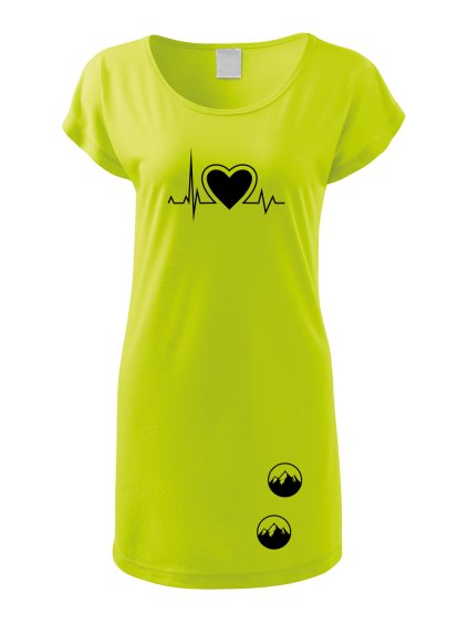 Dámské tričko šaty s potiskem unlocked hhorský tep limetková