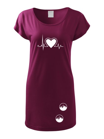 Dámské tričko šaty s potiskem unlocked horský tep fuchsiová