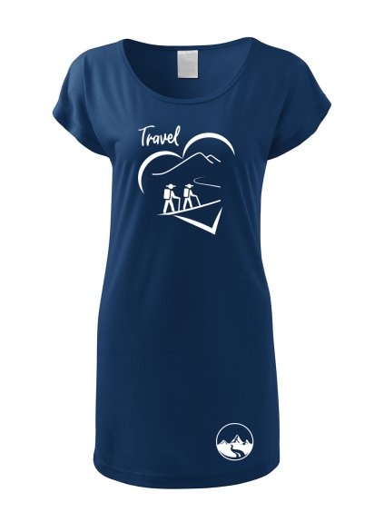 Dámské tričko šaty s potiskem unlocked Travel půlnoční modrá