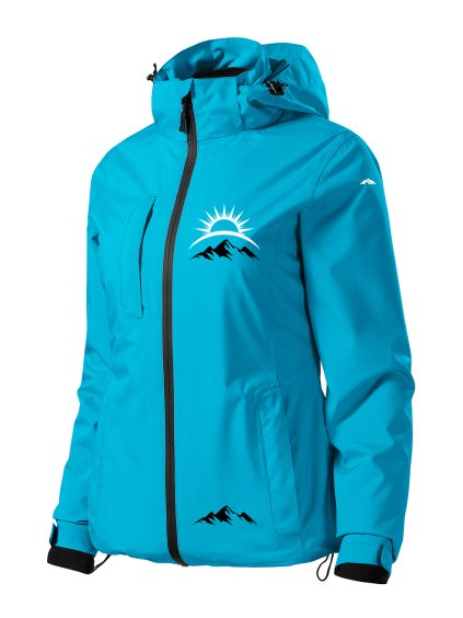 Dámská zimní bunda s potiskem unlocked východ slunce světle modrá