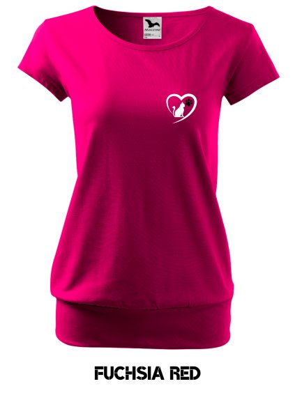 Voľné tričko CITY s výšivkou UNLOCKED milujem mačky fuchsia red