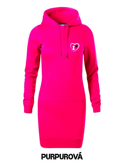 Mikino šaty SNAP s výšivkou UNLOCKED milujem psíkov purpurová