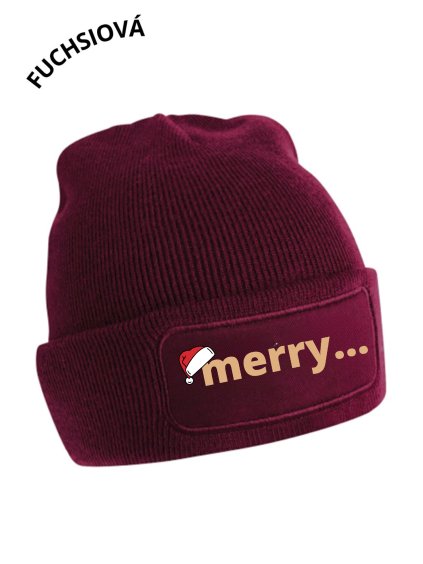 Dámská zimní čepice s výšivkou UNLOCKED - Merry... fuchsie