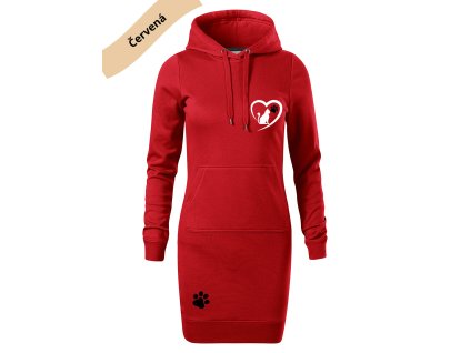 Dámské mikino šaty s potiskem unlocked miluji kočky červená 1