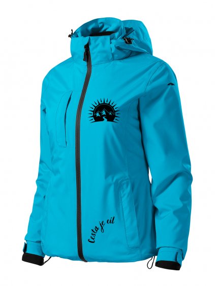 Dámská zimní bunda s potiskem unlocked cesta je cíl světle modrá