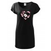 Dámské trikošaty s potiskem unlocked pejsek v srdíčku velký černá
