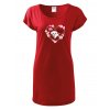 Dámské trikošaty s potiskem unlocked pejsek v srdíčku velký červená