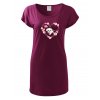 Dámské trikošaty s potiskem unlocked pejsek v srdíčku velký fuchsie