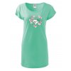Dámské trikošaty s potiskem unlocked pejsek v srdíčku velký mátová