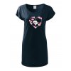 Dámské trikošaty s potiskem unlocked pejsek v srdíčku velký námořní