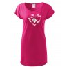 Dámské trikošaty s potiskem unlocked pejsek v srdíčku velký purpurová