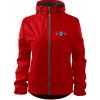 Dámská softshellová bunda s kapucí potiskem DTF horský tep UNLOCKED červená