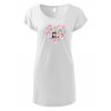 Dámské trikošaty s potiskem unlocked kočky v srdíčku velký bílá