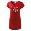 Dámské trikošaty s potiskem unlocked kočky v srdíčku velký červená