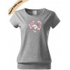 dámské triko city s VELKÝM dtf potiskem pejsek v srdci šedá