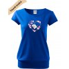 dámské triko city s VELKÝM dtf potiskem pejsek v srdci tmavě modrá