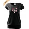 dámské triko city s VELKÝM dtf potiskem pejsek v srdci černá