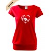 dámské triko city s VELKÝM dtf potiskem pejsek v srdci červená